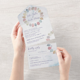 シンプルビーチ海シーセルリース結婚ズ オールインワン招待状