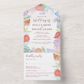 シンプルビーチ海シーセルリース結婚ズ オールインワン招待状 (内側)