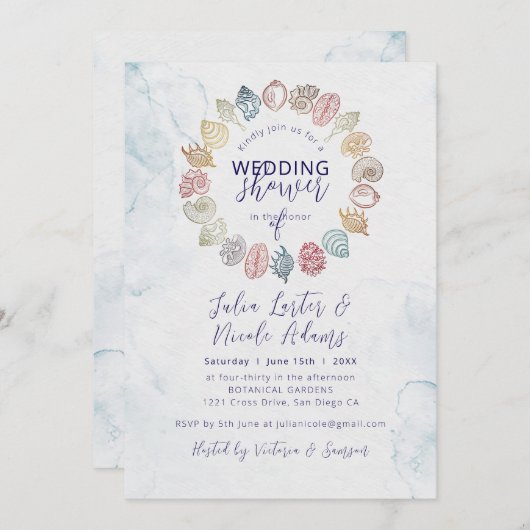 シンプルビーチ海シーセルリース結婚ズ 招待状 (正面/裏面)