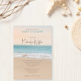 シンプルビーチ男女兼用ベイビーシャワー 招待状