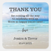 シンプルビーチ結婚式カラフルありがとう スクエアシール (正面)