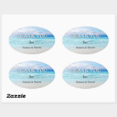 シンプルビーチ結婚式カラフルありがとう 楕円形シール (シート)