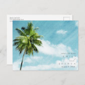 シンプルビーチ結婚式予算保存日付 案内ポストカード (正面/裏面)