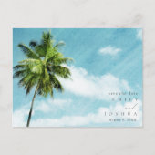 シンプルビーチ結婚式予算保存日付 案内ポストカード (正面)