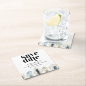 シンプルビーチ結婚式日付の保存 スクエアペーパーコースター (インサイチュ)