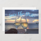 シンプルビーチ – 日付の保存 招待状 (正面/裏面)