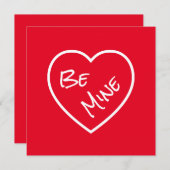 シンプルビーマイニングレッド&ホワイトバレンタインデー シーズンカード (正面/裏面)