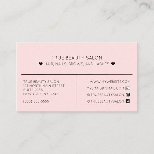 シンプルピかわいらしンクハートタイポグラフィアポイントメント 名刺 (裏面)