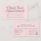 シンプルピかわいらしンクハートタイポグラフィアポイントメント 名刺 (正面/裏面)
