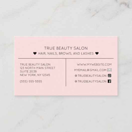 シンプルピかわいらしンクハートタイポグラフィロイヤリティ 名刺 (裏面)