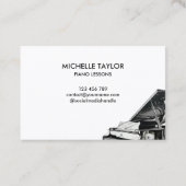 シンプルピアノインストラクター音楽先生ピアニスト 名刺 (裏面)