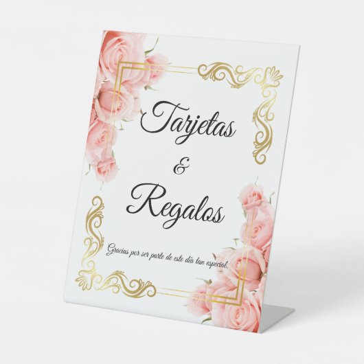 シンプルピエレガントックローズ金ゴールドフローラキンセアニラ 台座サイン (正面)