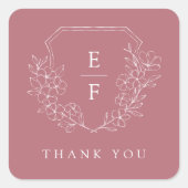 シンプルピエレガントンクさくらんぼ花モノグラムクレスト スクエアシール (正面)