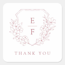 シンプルピエレガントンクさくらんぼ花モノグラムクレスト スクエアシール