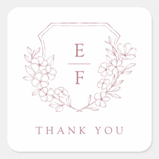 シンプルピエレガントンクさくらんぼ花モノグラムクレスト スクエアシール (正面)