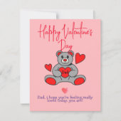 シンプルピエレガントンクのバレンタイン、家族のための甘い ノートカード (正面)