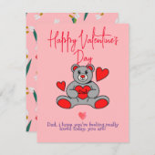 シンプルピエレガントンクのバレンタイン、家族のための甘い ノートカード (正面/裏面)