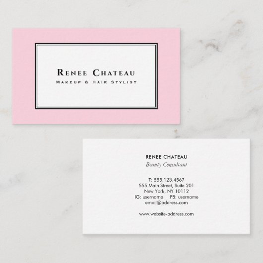 シンプルピエレガントンク美しいプロフェッショナル 名刺 (正面/裏面)