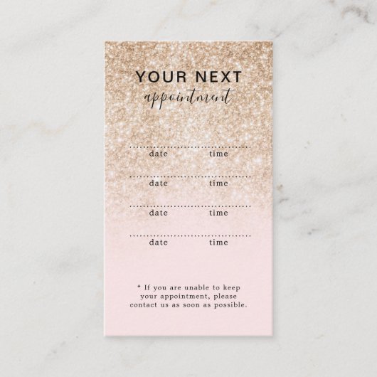 シンプルピエレガントンク金ゴールド美しいアポイントメントカード 予約カード (正面)