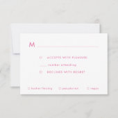 シンプルピグラデーションンクバルミツワー食事オプションRSVP 出欠カード (正面)