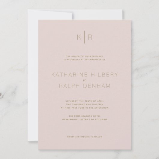 シンプルピモダンックベージュ結婚式招待状 招待状 (正面)