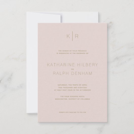 シンプルピモダンックベージュ結婚式招待状 招待状 (正面)