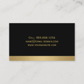 シンプルピュアエレガントブラックとブラシ付き金ゴールドデザイン 名刺 (裏面)