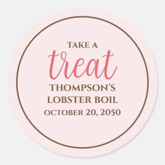 シンプルピンクお洒落スクリプトおもしろいかわいいパーティー治療 ラウンドシール (正面)