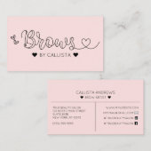 シンプルピンクかわいらしハートタイポグラフィブローズ 名刺 (正面/裏面)