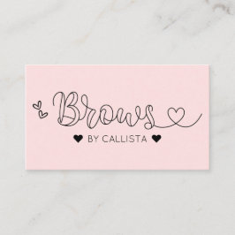 シンプルピンクかわいらしハートタイポグラフィブローズ 名刺