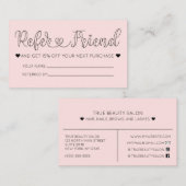 シンプルピンクかわいらしハートタイポグラフィ紹介 名刺 (正面/裏面)