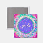 シンプルピンクかわいらしフローラカラフル検査 マグネット (正面/裏面)