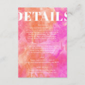シンプルピンクとオレンはっきりしたモダン結婚ズ詳細 エンクロージャーカード (正面)