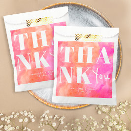 シンプルピンクとオレンジはっきりしたシックありがとうござ結婚う フェイバーバッグ