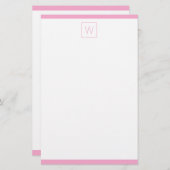 シンプルピンクとホワイトモノグラム 便箋 (正面/裏面)