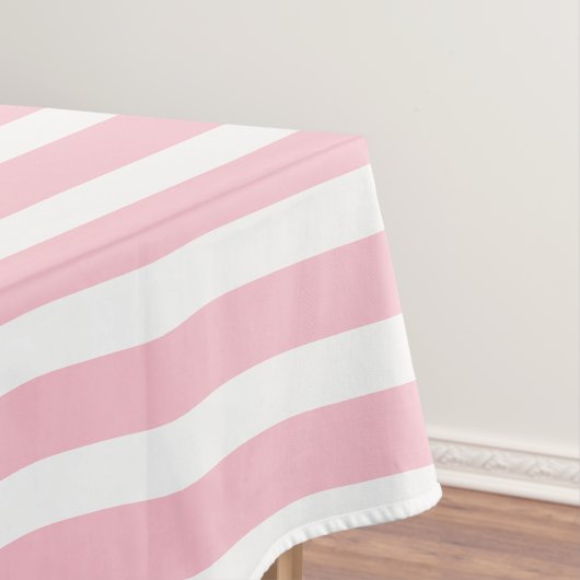 シンプルピンクと白のストライプパターン  テーブルクロス (インサイチュ)
