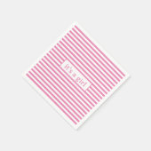 シンプルピンクと白のストライプ スタンダードカクテルナプキン (角)