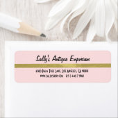 シンプルピンクと金ゴールドストライプ差出人住所 ラベル (インサイチュ)