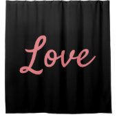 シンプルピンクと黒の恋 シャワーカーテン (正面)
