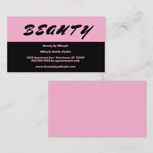 シンプルピンクと黒の髪のスタイル爪、 ネイル美しい 名刺 (正面/裏面)