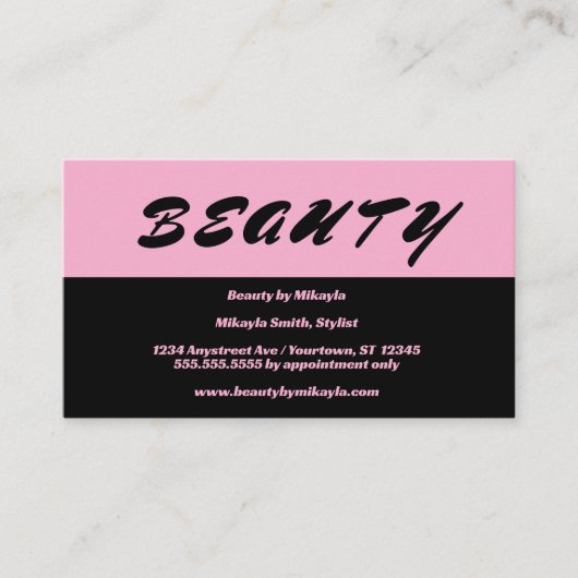 シンプルピンクと黒の髪のスタイル爪、 ネイル美しい 名刺 (正面)