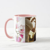 シンプルピンクのフローラファミリー写真 マグカップ (左)