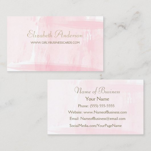 シンプルピンクの水の色のエレガント金ゴールド 名刺 (正面/裏面)