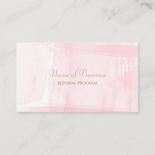 シンプルピンクの水色のエレガント金ゴールド文字紹介 紹介カード (裏面)