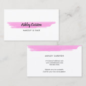 シンプルピンクの水色のブラシストローク 名刺 (正面/裏面)