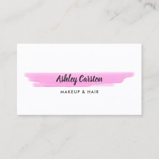 シンプルピンクの水色のブラシストローク 名刺 (正面)