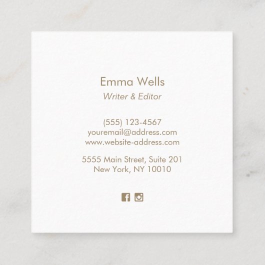 シンプルピンクの水色フラミンゴ スクエア名刺 (裏面)