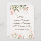 シンプルピンクの花クリスチャン結婚ズ 招待状 (裏面)