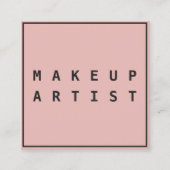 シンプルピンクの黒はっきりしたフォント縁どメークアーティスト スクエア名刺 (正面)