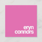 シンプルピンクはっきりしたモダンタイポグラフィ スクエア名刺 (正面)